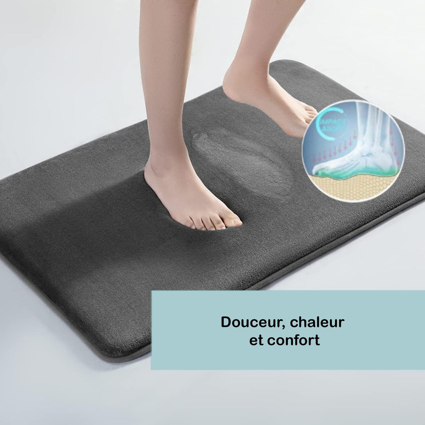 Tapis de bain antidérapant haut de gamme - anti-humidité absorbant et tendance - Lavable et séchage rapide